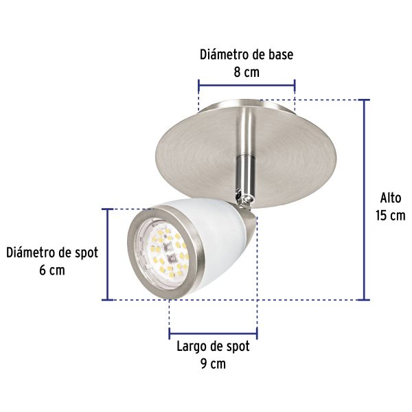 49552 - Luminario de sobreponer 1 spot base GU10, Verona, Volteck