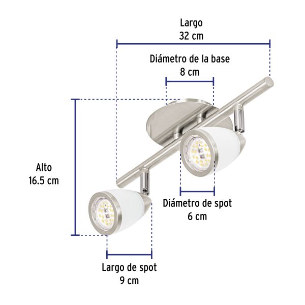 49553 - Luminario de sobreponer 2 spots base GU10, Verona, Volteck