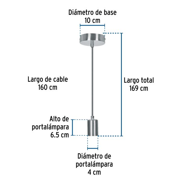 45674 - Socket colgante metálico, satín, VOLTECK