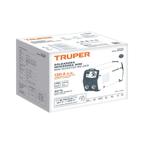 103704 - Mini soldadora inversora, 130A, Bi-voltaje 127/220V, TRUPER