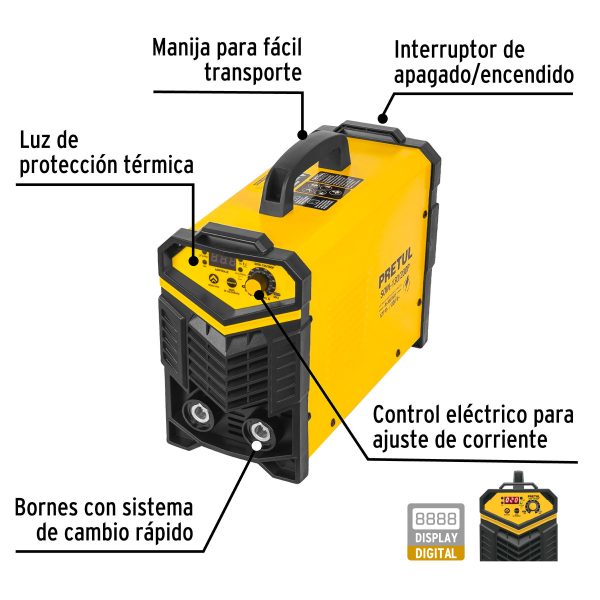 27282 - Soldadora inversora 200A, Bi-voltaje 127/220V, PRETUL