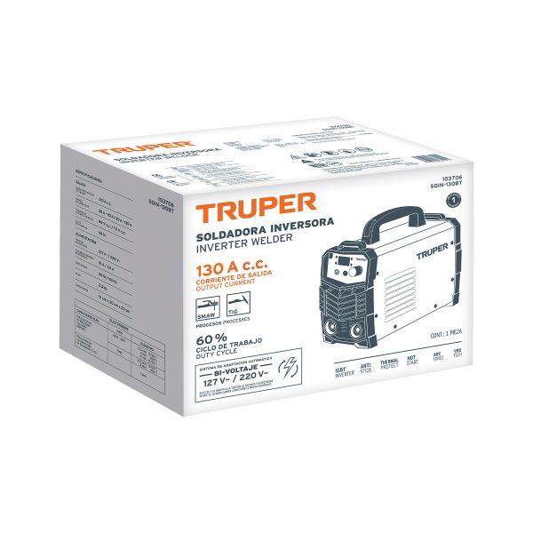 103706 - Soldadora inversora 130A, Bi-voltaje 127/220V, TRUPER