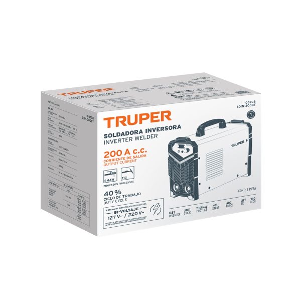 103708 - Soldadora inversora 200A, Bi-voltaje 127/220V, TRUPER