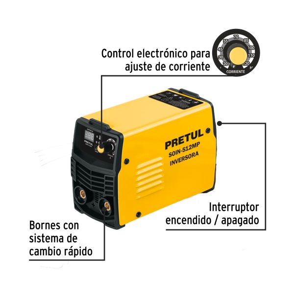 29018 - Mini soldadora inversora 120A, Serie 500, 127V, PRETUL