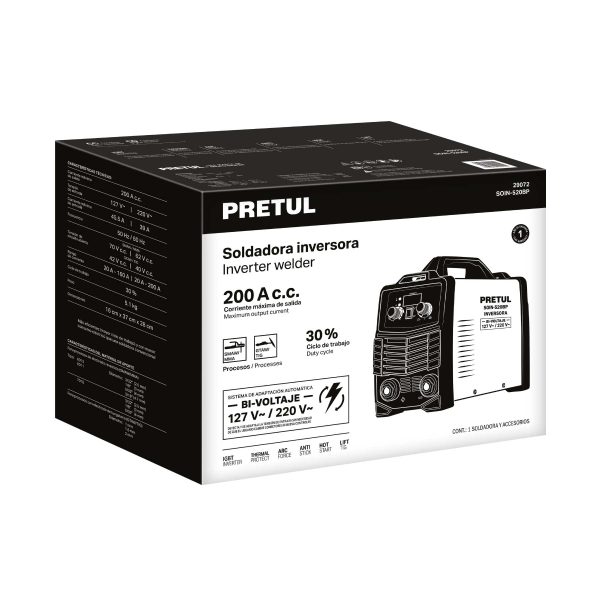 29072 - Soldadora inversora Bi-voltaje 200A, Serie 500, PRETUL