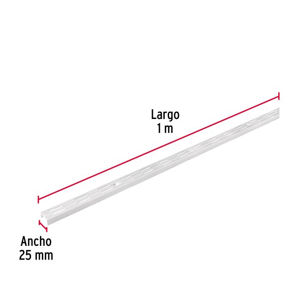 47717 - Cremallera doble blanca para ménsulas planas, 1m, Fiero