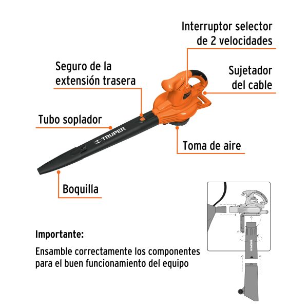 18146 - Sopladora/Aspiradora eléctrica 1,440W, con bolsa recolectora