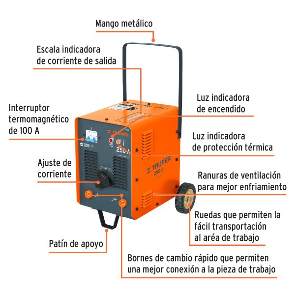 14355 - Soldadora de arco eléctrico, corriente alterna 210 A, Truper