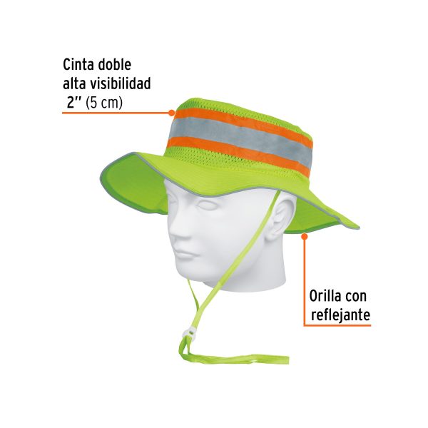 14010 - Sombrero verde alta visibilidad con reflejante, Truper