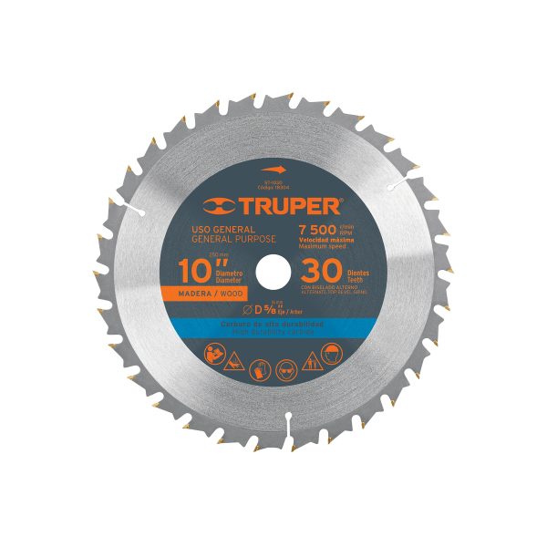 18304 - Disco sierra 10' para madera, 30 dientes centro 5/8', Truper