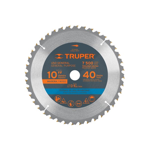 18307 - Disco sierra 10' para madera, 40 dientes centro 1', Truper