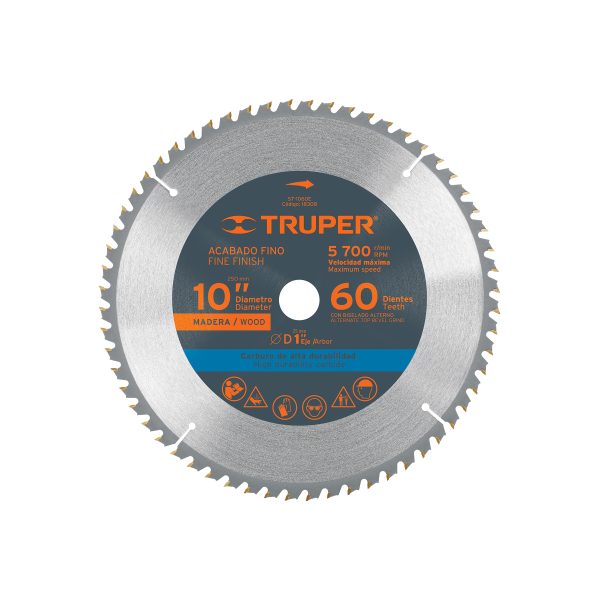 18308 - Disco sierra 10' para madera, 60 dientes centro 1', Truper