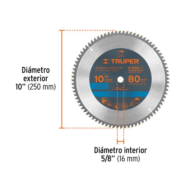 18310 - Disco sierra 10' para aluminio, 80 dientes centro 5/8'