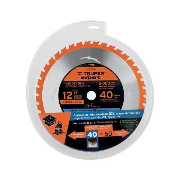 100107 - Disco sierra 12' para madera, 40 dientes centro 1', Expert