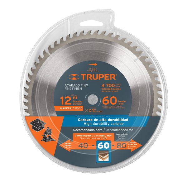 18312 - Disco sierra 12' para madera, 60 dientes centro 1', Truper