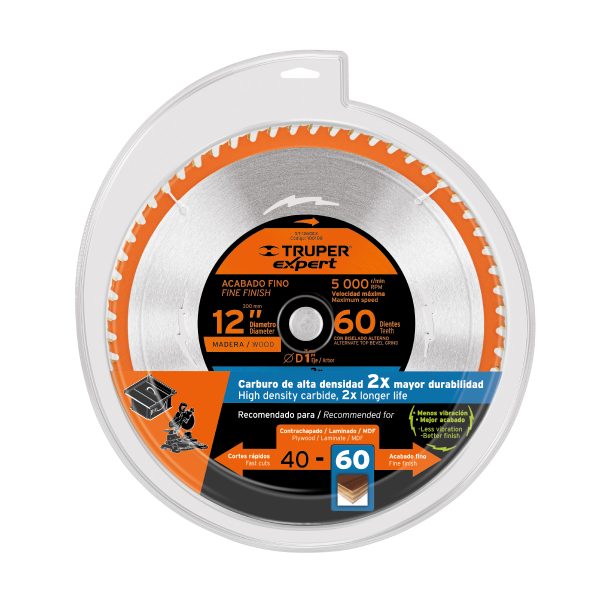 100108 - Disco sierra 12' para madera, 60 dientes centro 1', Expert