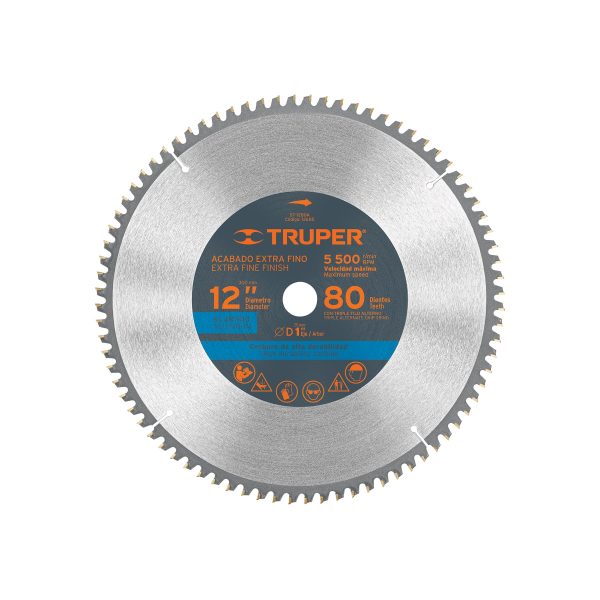 12685 - Disco sierra 12' para aluminio, 80 dientes centro 1', Truper