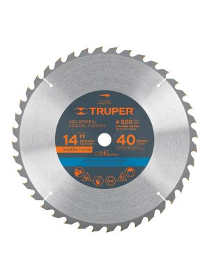 18322 - Disco sierra 14' para madera, 40 dientes centro 1', Truper