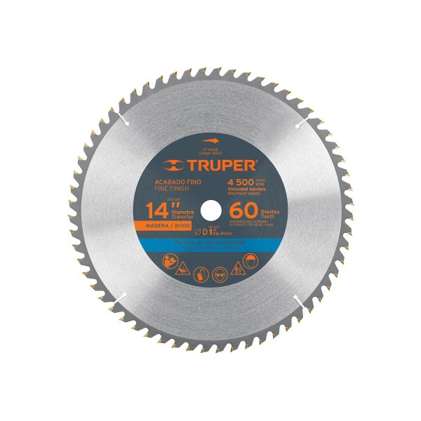 18323 - Disco sierra 14' para madera, 60 dientes centro 1', Truper