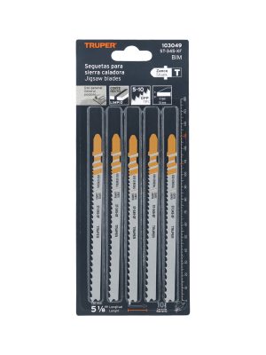 103049 - Blíster 5 seguetas T, 5-10 DPP BIM, corte recto uso general