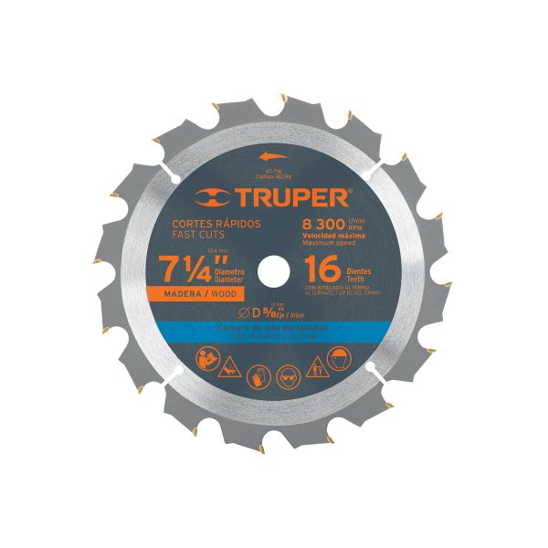 18298 - Disco sierra 7- 1/4' para madera, 16 dientes centro 5/8'