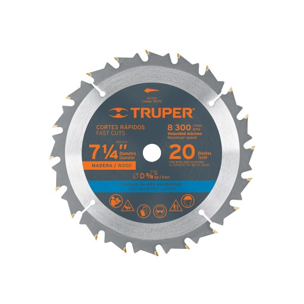 18299 - Disco sierra 7- 1/4' para madera, 20 dientes centro 5/8'