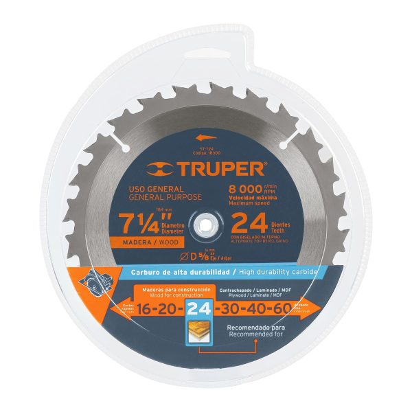 18300 - Disco sierra 7- 1/4' para madera, 24 dientes centro 5/8'