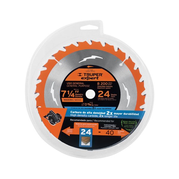 100103 - Disco sierra 7-1/4' p/madera, 24 dientes centro 5/8', Expert