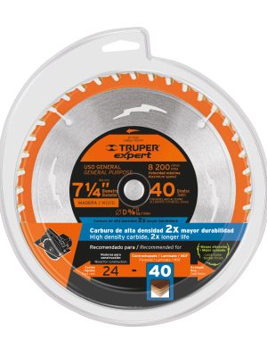 100104 - Disco sierra 7-1/4' p/madera, 40 dientes centro 5/8', Expert
