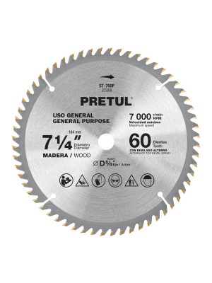 ST-760P.jpg 27059 - Disco sierra 7-1/4' p/madera, 60 dientes centro 5/8', Pretul
