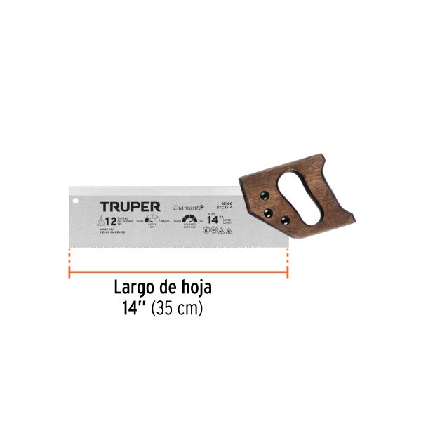 18166 - Serrucho de costilla 14' Diamante, 9 DPP, TRUPER