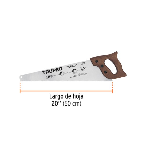 18168 - Serrucho 20' Dorado, 8 DPP, Truper