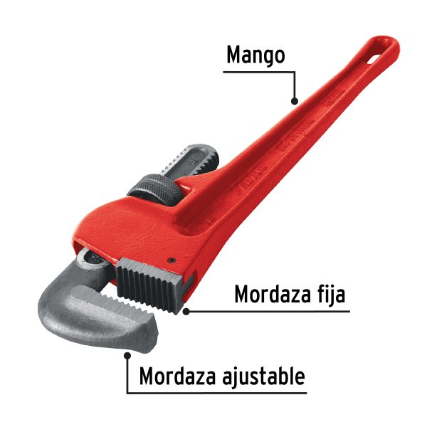 22014 - Llave stilson 18' cuerpo de hierro maleable, Pretul