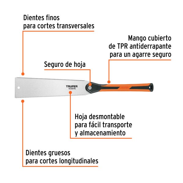 103576 - Serrucho tipo japonés de 12' mango comfort grip, Truper