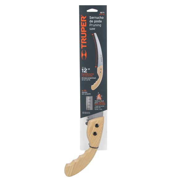 18171 - Serrucho de poda 12',hoja curva,6 DPP, mango madera, TRUPER