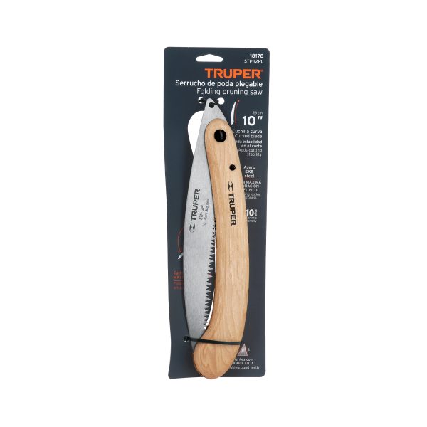 18178 - Serrucho plegable 10' hoja curva 6 DPP, mango madera, Truper