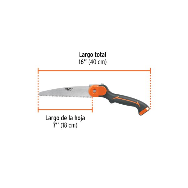 100197 - Serrucho plegable 7' hoja recta 11 DPP mango plástico,Truper