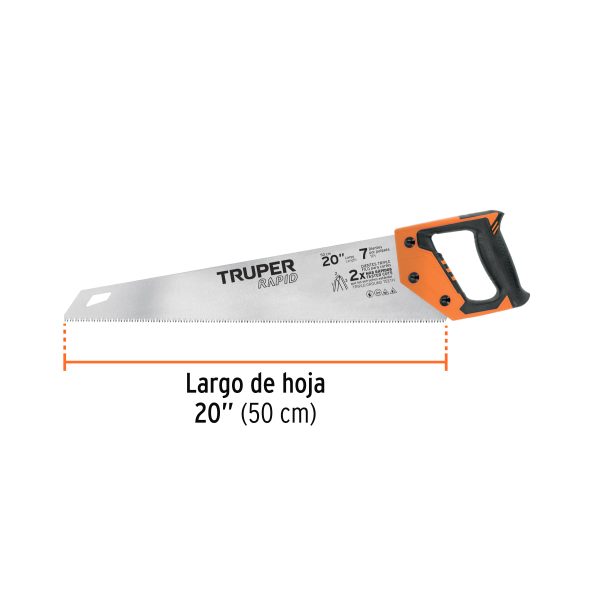 101869 - Serrucho Rapid 20', 7 DPP, mango Comfort grip, Truper