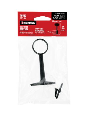 46583 - Soporte negro para tubo redondo de closet, HERMEX