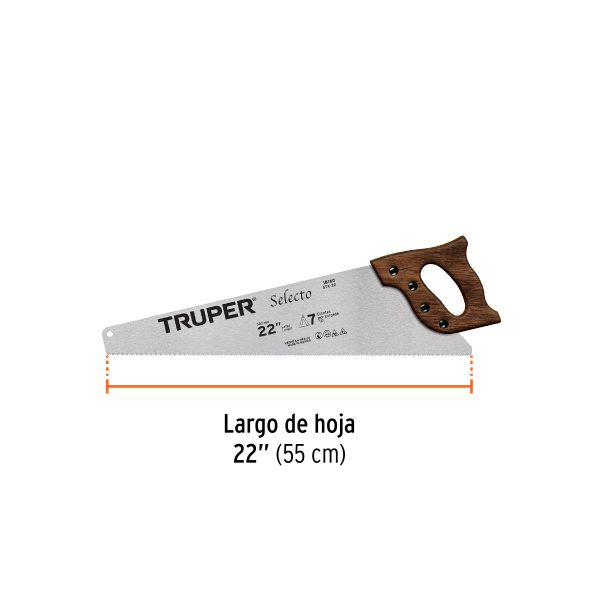 18160 - Serrucho 22' Selecto, 7 DPP, Truper