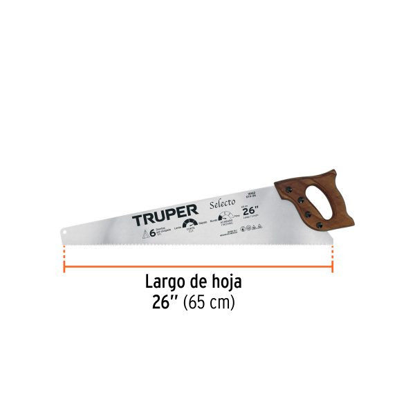 18162 - Serrucho 26' Selecto, 6 DPP, Truper