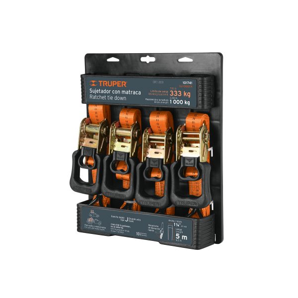 101741 - Juego de 4 sujetadores con matraca carga máxima 1000 kg