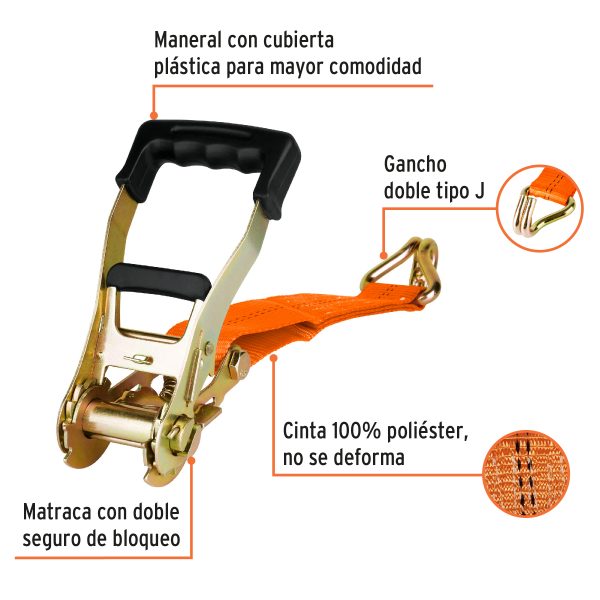 19287 - Sujetador con matraca carga máxima 5000 kg, Truper