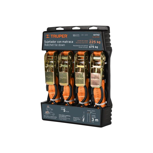 101742 - Juego de 4 sujetadores con matraca carga máxima 675 kg