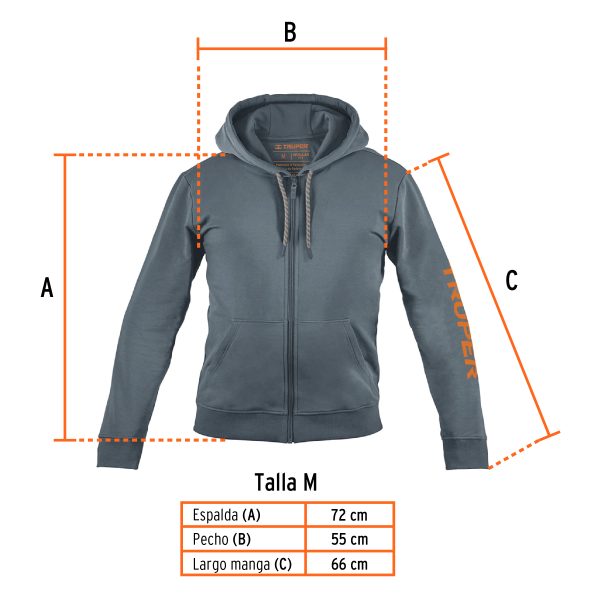 65032 - Sudadera gris para caballero, talla M, Truper