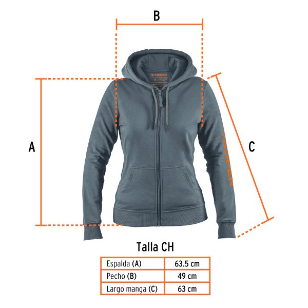 65035 - Sudadera gris para dama, talla CH, Truper