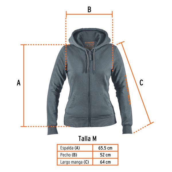 65036 - Sudadera gris para dama, talla M, Truper