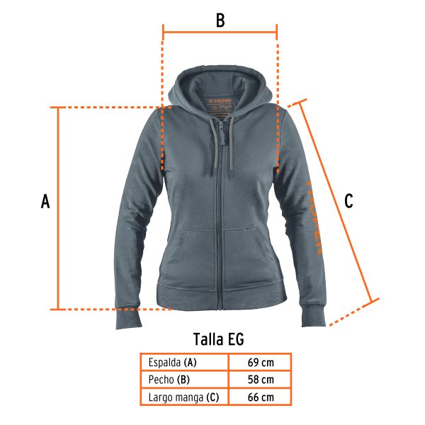 65038 - Sudadera gris para dama, talla EG, Truper