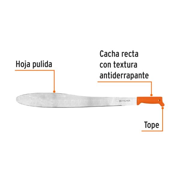 16127 - Machete Caguayano 24' cacha naranja inyectada, Truper