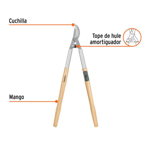 18380 - Tijera para ramas 70 cm, Classic, mgos de madera, TRUPER